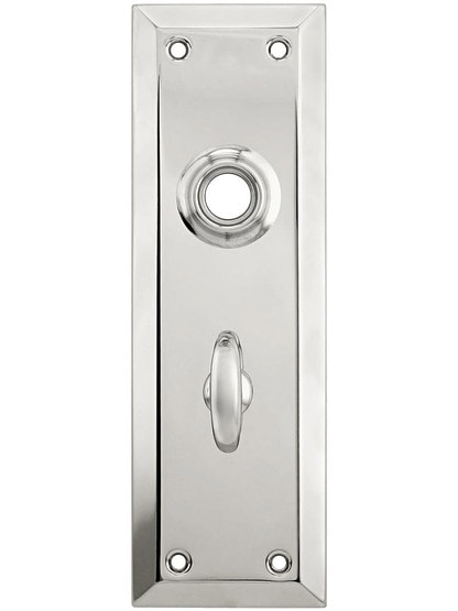 Stamped Brass New York Back Plate With Thumb Turn in Polished Nickel.